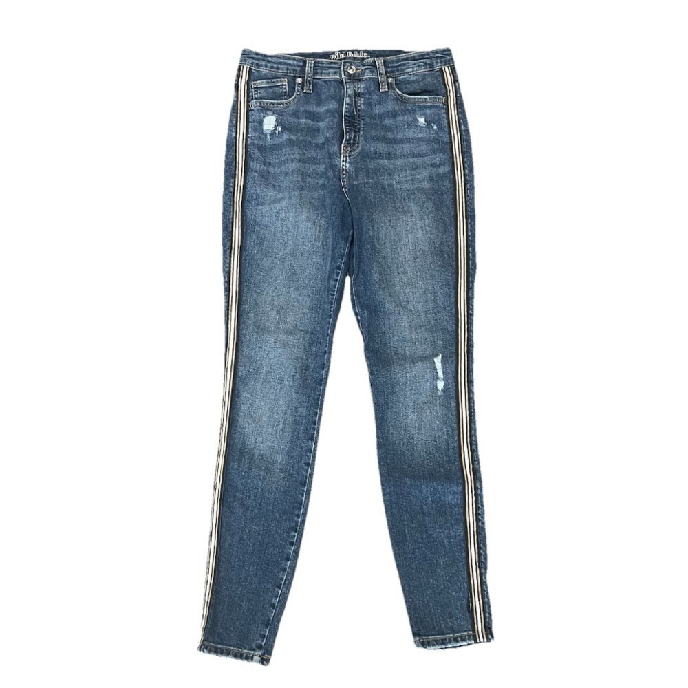 Wild Fable Blue Skinny Jeans with Side Stripes Size 10 Size 30 Distressed